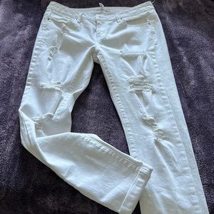 bCBGeneration white roll cuff destroyed jeans 27